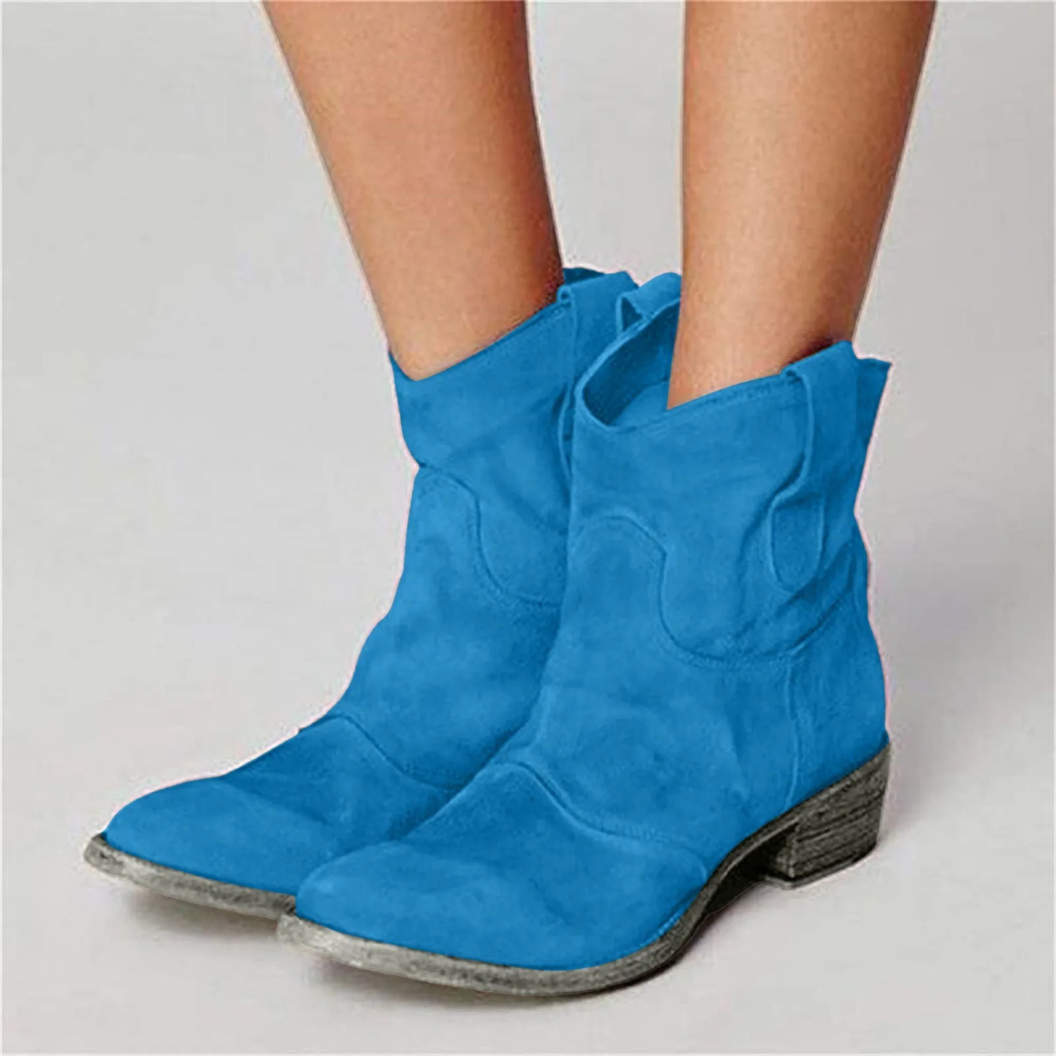 Women's Suede Western Cowboy Ankle Boots