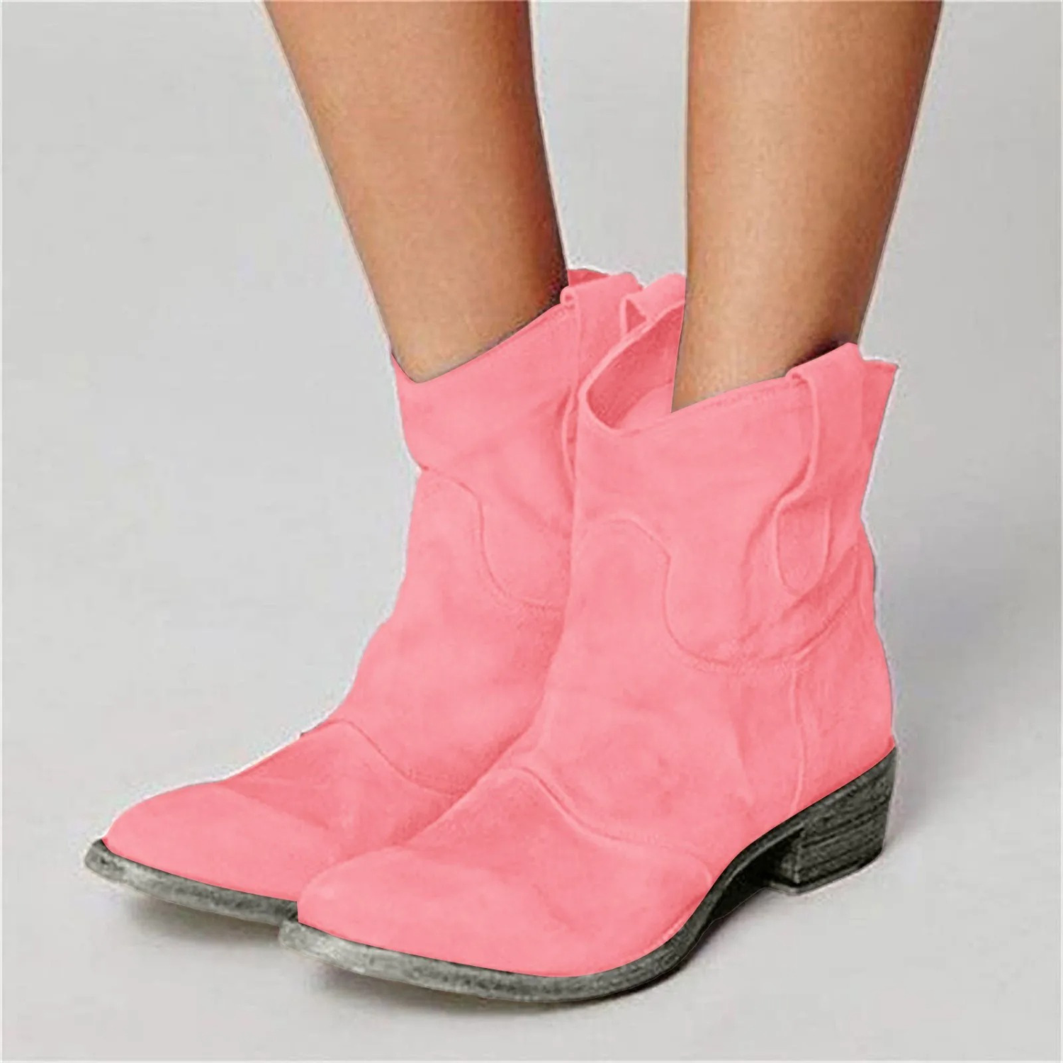 Women's Suede Western Cowboy Ankle Boots