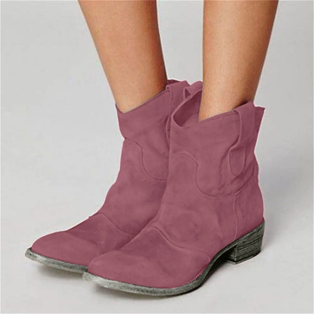 Women's Suede Western Cowboy Ankle Boots