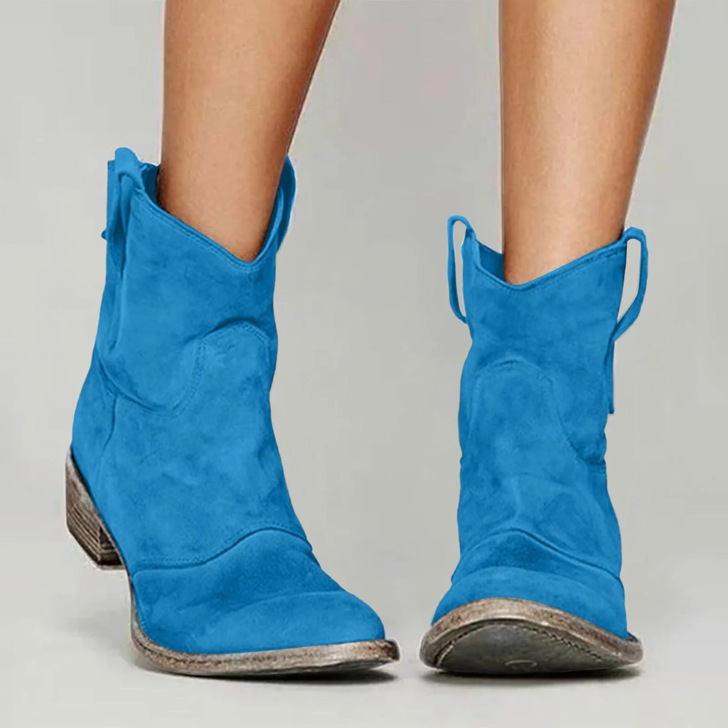 Women's Suede Western Cowboy Ankle Boots
