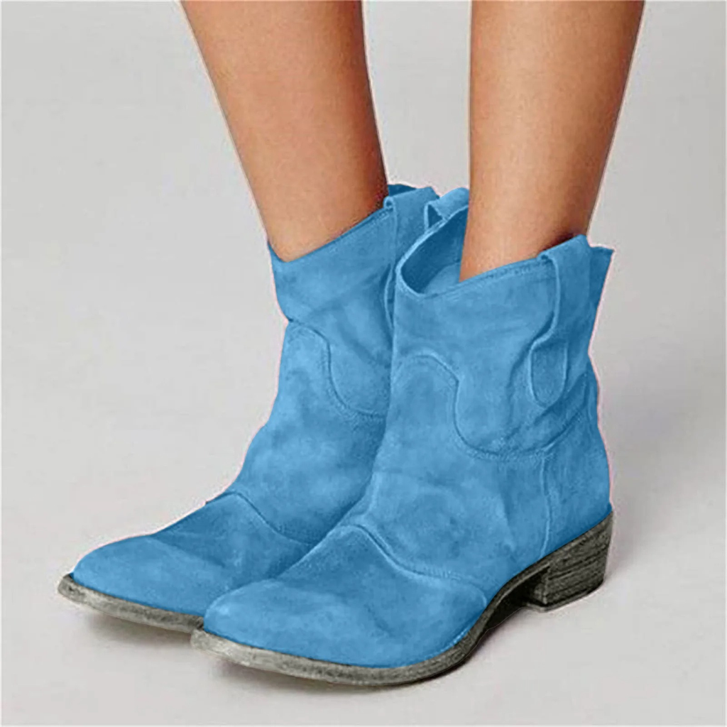 Women's Suede Western Cowboy Ankle Boots