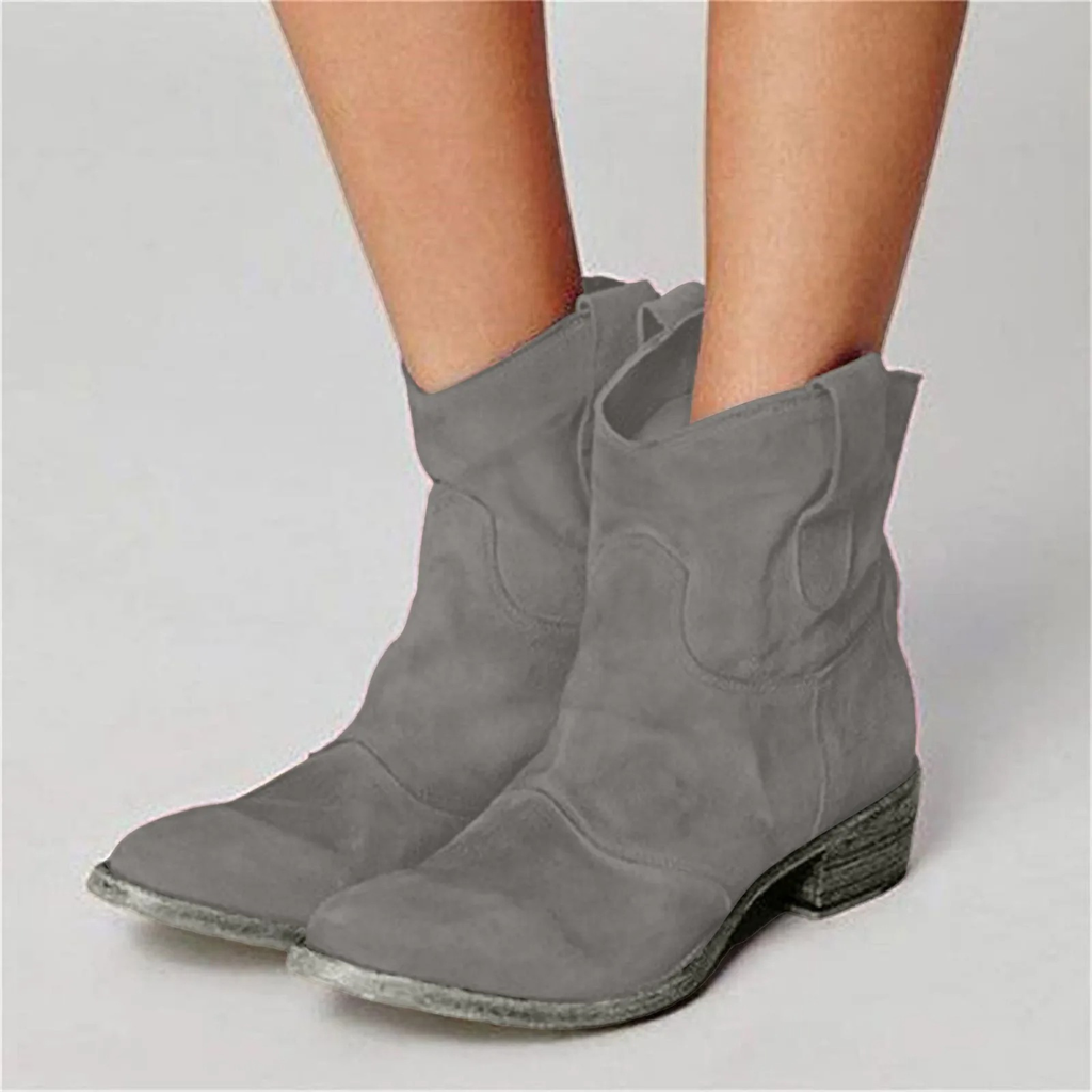 Women's Suede Western Cowboy Ankle Boots