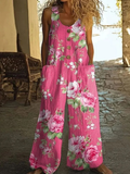 Women's Vintage Floral Wide-Leg Summer Jumpsuit